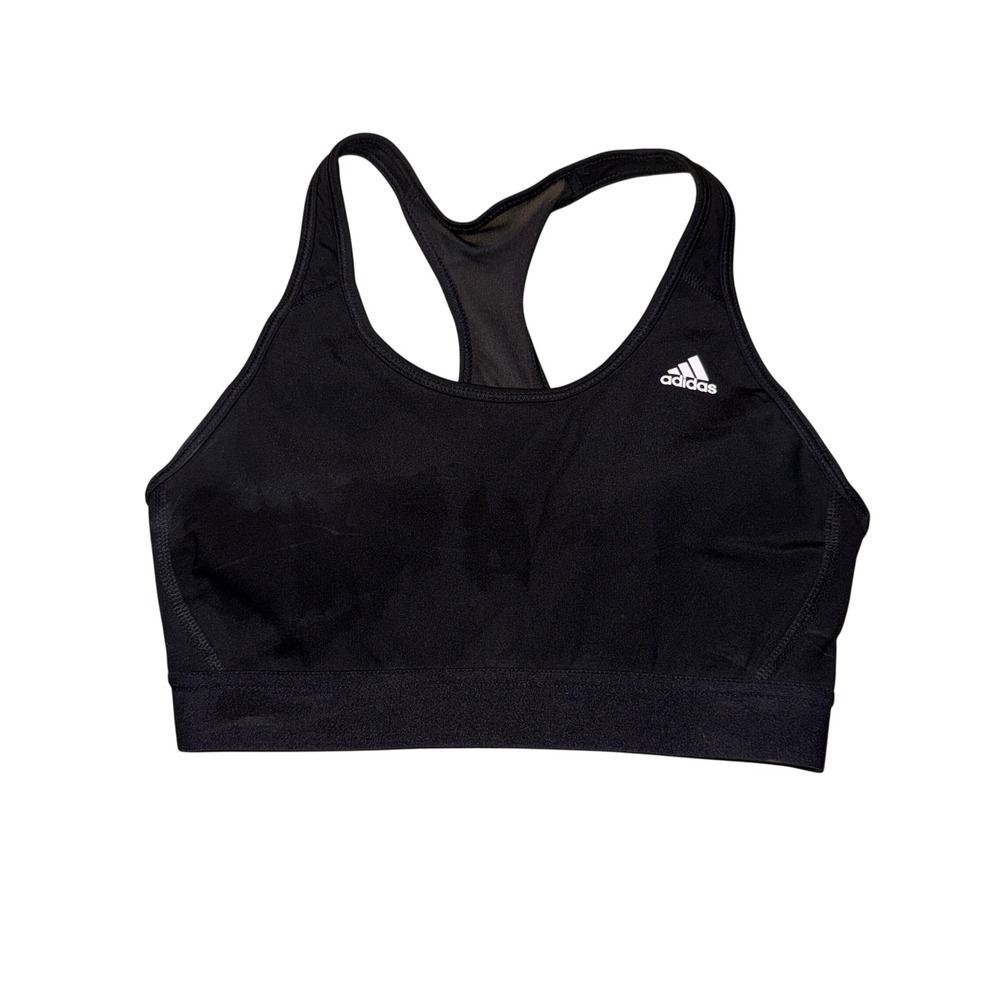 Adidas Sports Bra Small Black Racerback Mesh Back Performance Activewear